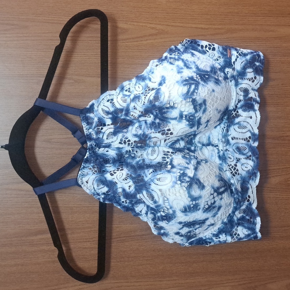 Victoria's Secret PINK Collection Push-Up Bralette Blue/White Tie Dye Large